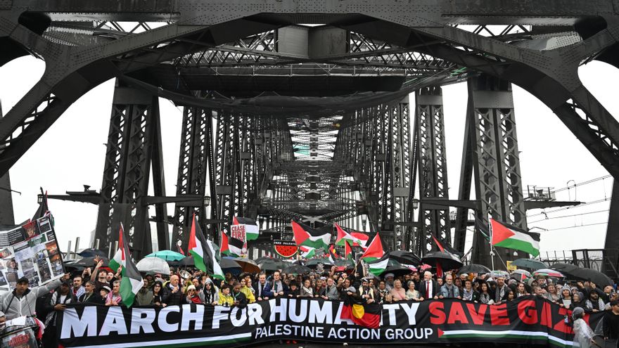Miles de personas marchan en Australia a favor de Palestina y para "salvar Gaza"