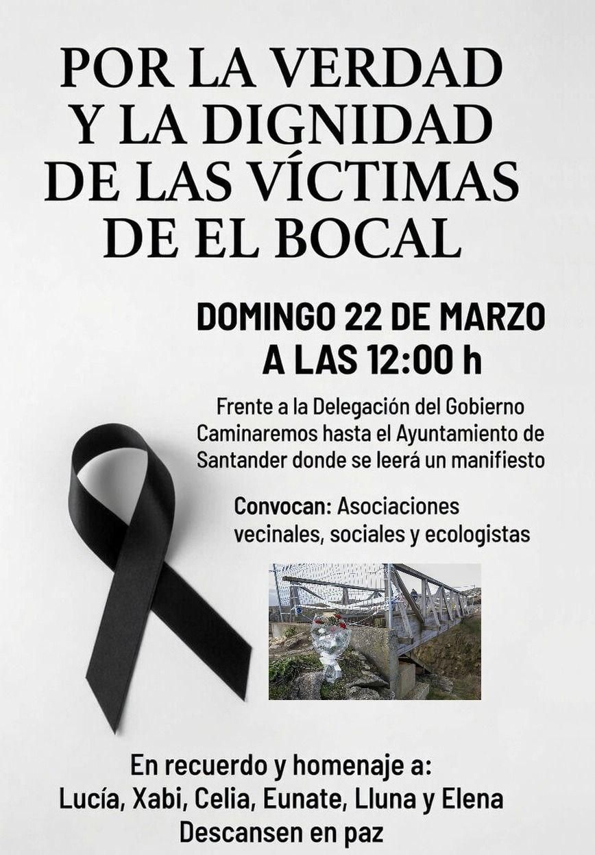 Cartel de la marcha convocada para el domingo 22 de marzo en Santander.