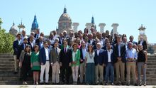 Los miembros de la nueva estructura del PP, este jueves, en Barcelona.
