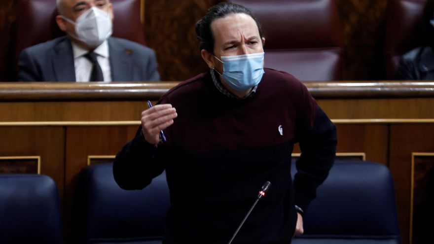 El vicepresidente segundo del Gobierno, Pablo Iglesias durante la sesión de control al Gobierno este miércoles en el Congreso. EFE/Chema Moya