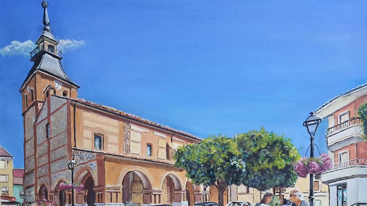 El pintor ovetense Juan Eguren presenta en Santa María del Páramo su exposición 'Entre León y Asturias'