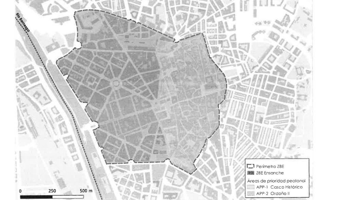 Delimitación de la ZBE, con la zona de Ensanche y de las dos APP.