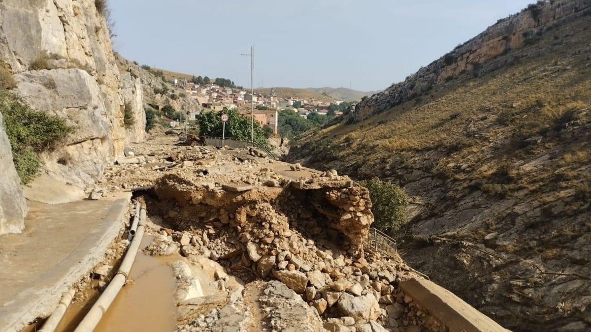 Estado de la carretera de Almonacid de la Cuba tras la dana de junio