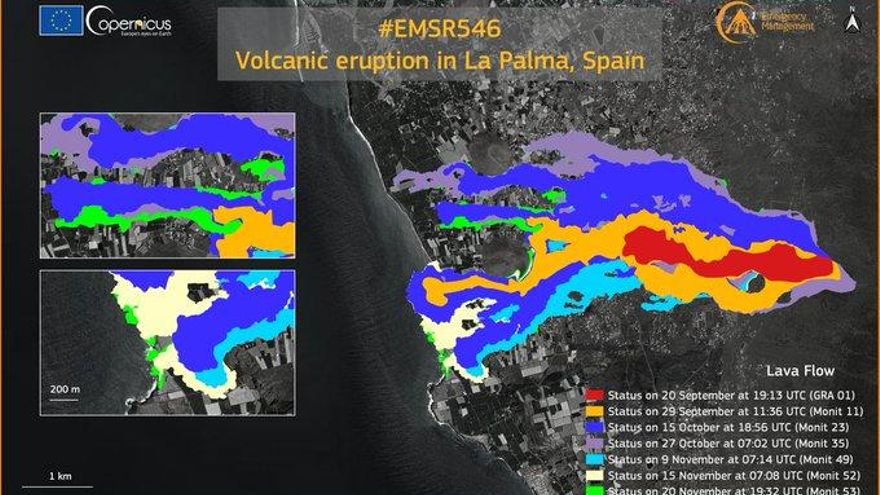 MAPA | La lava del volcán de La Palma sepulta más de 1.065 hectáreas y destruye 2.651 edificaciones