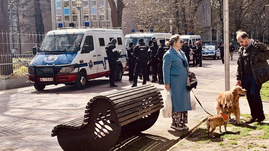 Varios antidisturbios de la Ertzaintza, desplegados en Vitoria
