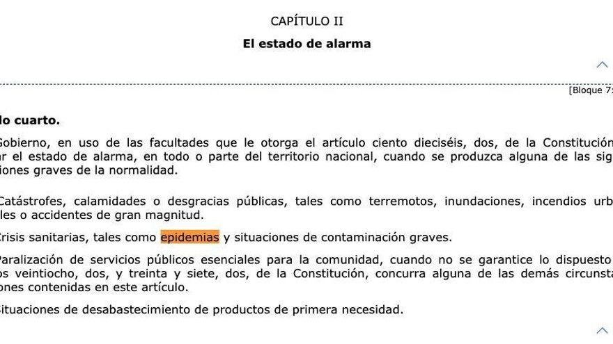 Legislación sobre el estado de alarma