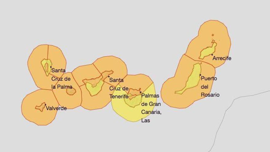 Lluvias, viento, oleaje y nevadas: la AEMET activa avisos amarillos y naranjas en las islas este lunes