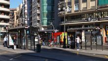 Paradas de autobús en la plaza de San Agustín de Valencia