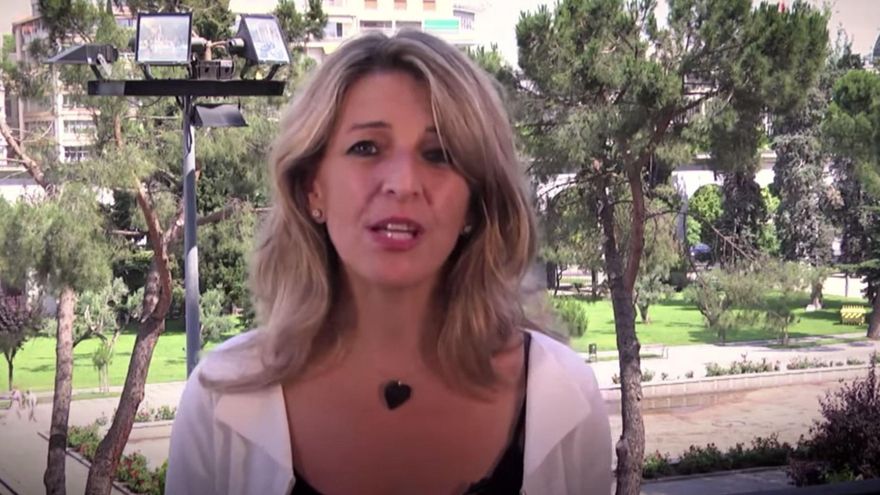 Yolanda Díaz durante su discurso en Vistalegre IV.