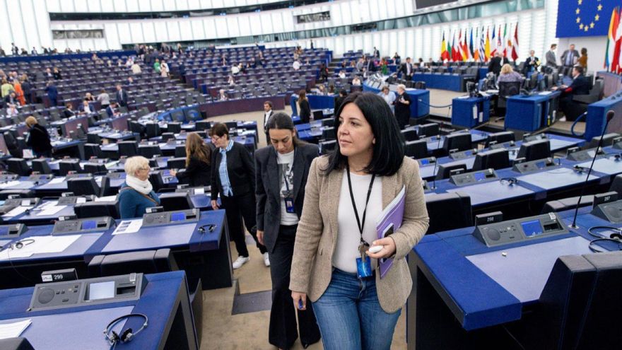 Idoia Villanueva, eurodiputada de Podemos, en el Parlamento Europeo.