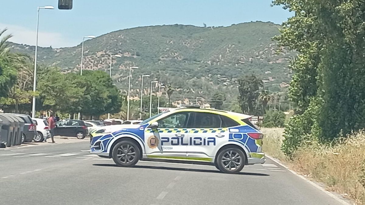La Policía Local en el lugar del accidente en la carretera de Trassierra.