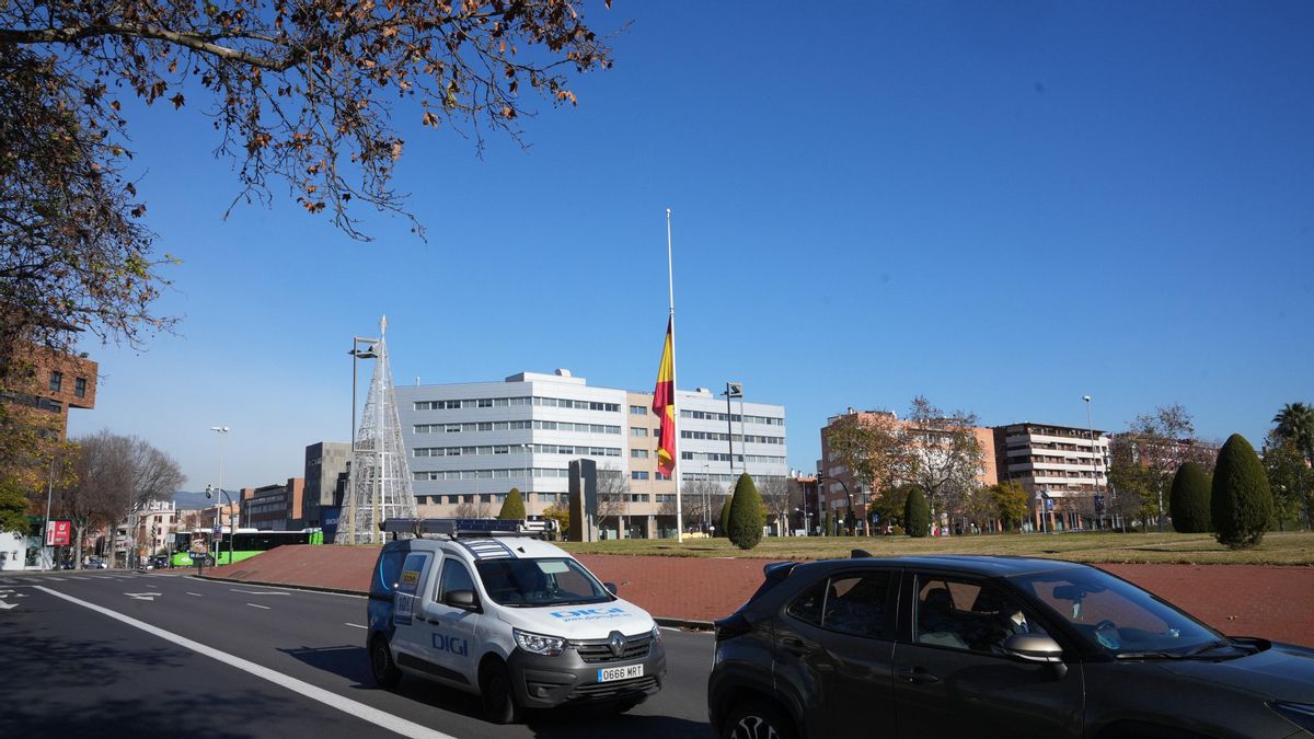 Bandera a media asta en el Vial