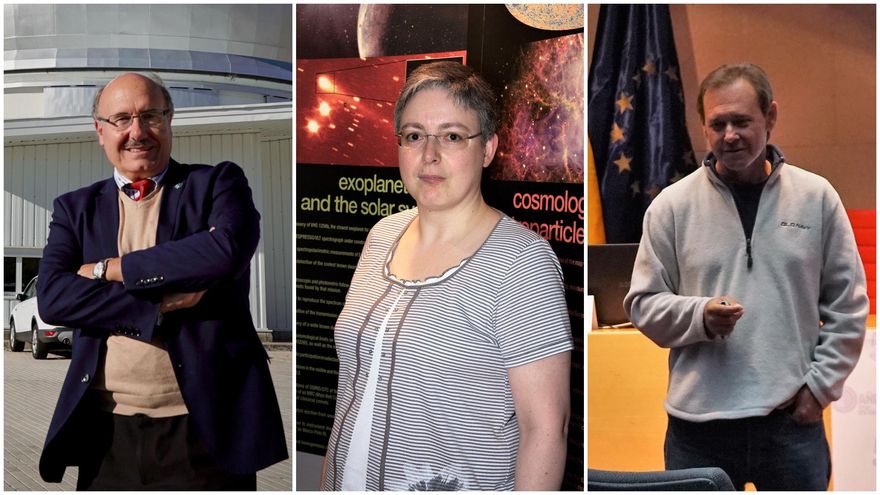 De izquierda a derecha: Rafael Rebolo, María Rosa Zapatero-Osorio y Eduardo Martín.