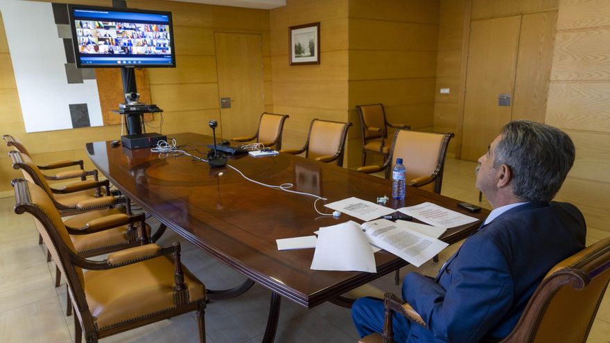 Miguel Ángel Revilla en la reunión entre Pedro Sánchez y los presidentes autonómicos