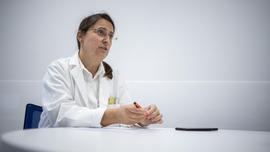 La secretaria general de Amyts, Ángela Hernández, en la sede del sindicato médico en Madrid.
