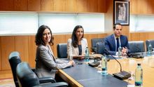 Isabel Díaz Ayuso, Rocío Monasterio e Ignacio Aguado en su única reunión pública en Madrid. / PP
