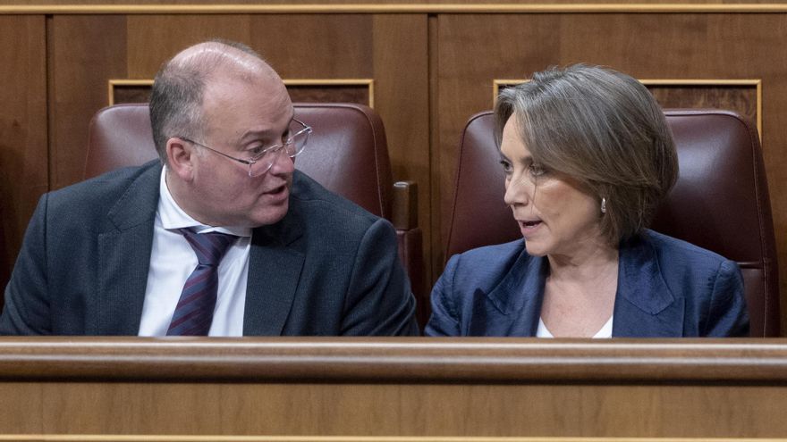Archivo - El portavoz del PP en el Congreso, Miguel Tellado, y la secretaria general del PP, Cuca Gamarra, durante una sesión plenaria, a 12 de diciembre de 2024, en Madrid (España).