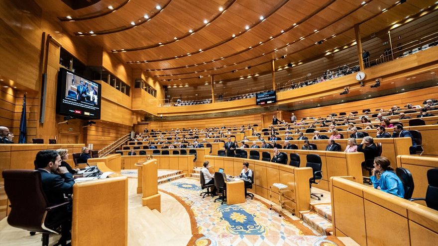 Vista general durante una sesión plenaria, en el Senado, a 12 de diciembre de 2023, en Madrid (España).