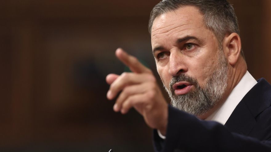 El presidente de Vox, Santiago Abascal, interviene durante una sesión plenaria en el Congreso de los Diputados, a 24 de junio de 2026, en Madrid (España).