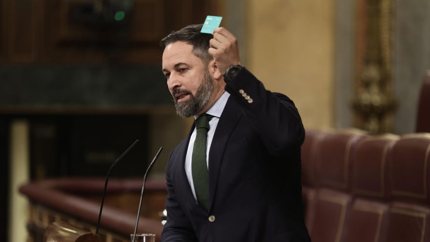El líder de Vox, Santiago Abascal, interviene en una sesión plenaria en el Congreso de los Diputados