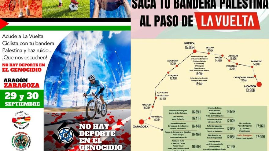 La Vuelta Ciclista a España llega a Aragón con acciones de protesta por la participación de un equipo israelí