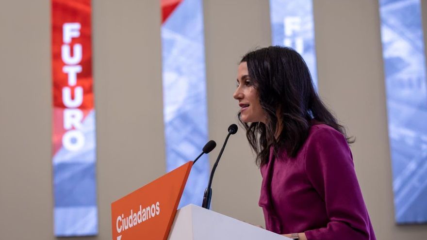 La líder de Ciudadanos, Inés Arrimadas, durante el balance del año de su partido