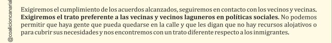 Pasaje del pasquín de Coalición Canaria distribuido por La Laguna considerado por el PSOE alentador del discurso de odio de Vox