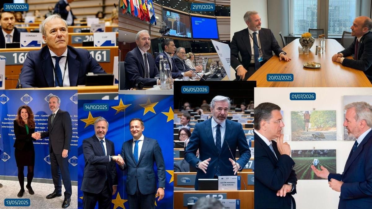 El presidente aragonés que más se ausenta: Azcón ha viajado ya siete veces a Bruselas para ir al Comité de las Regiones