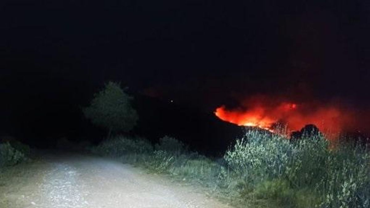 Tareas de extinción del Infoca con drones en el incendio forestal de Los Guájares (Granada)