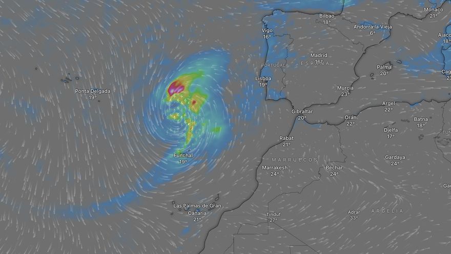 Borrasca Bernard este sábado, situada sobre Madeira