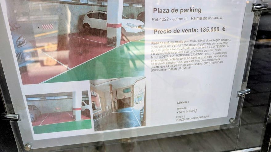 Una plaça de pàrquing per 185.000 euros: la desbaratada oferta d'una immobiliària a Palma