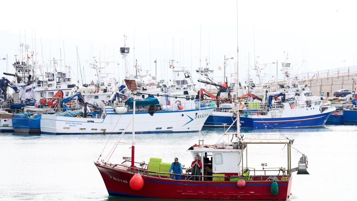 Barcos amarrados en el puerto de Santoña.