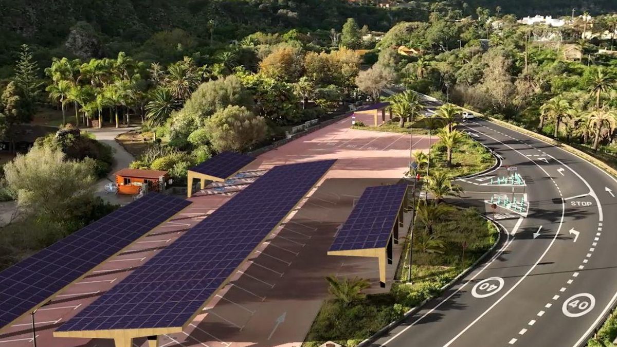 Infografía de las fotovoltaicas en el Jardín Canario.