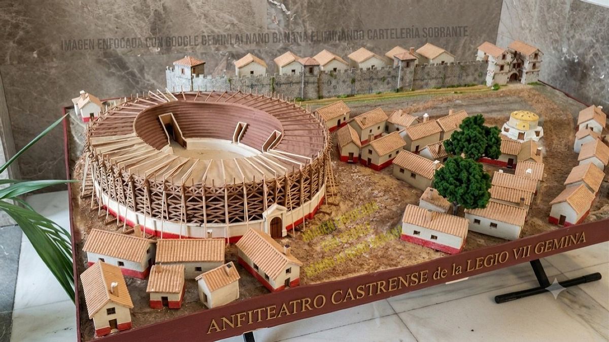Maqueta del Anfiteatro Castrense de la Legio VII Gemina de Luis García en el Ayuntamiento de León.