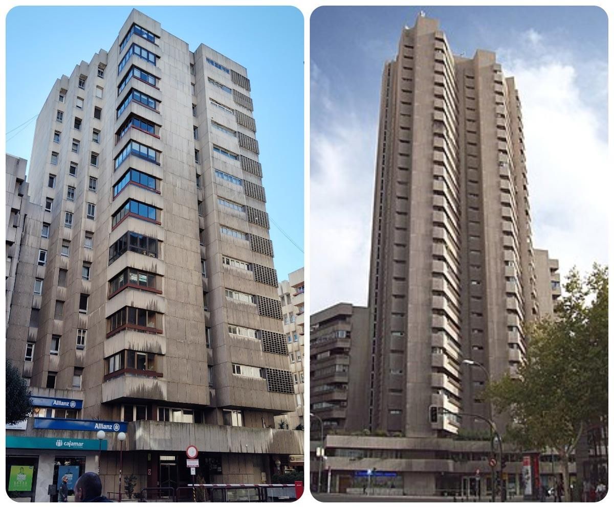 Complejo de Santo Domingo en León y Torre de Valencia en Madrid, del mismo arquitecto Javier Carvajal Ferrer. El proyecto madrileño sí es considerado un buen ejemplo de arquitectura brutalista en España y también fue polémico.