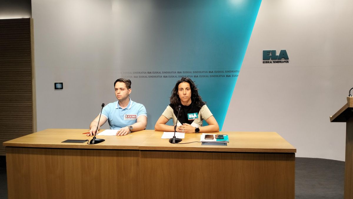 Cristian Peral (CCOO) y Ainhoa Tirapu (ELA).