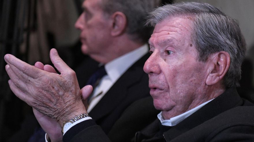 Archivo - El exministro José Luis Corcuera Ibarra durante la mesa redonda 'Así no... con estos acuerdos, no', en la Fundación Carlos de Amberes, a 21 de noviembre de 2023, en Madrid (España).