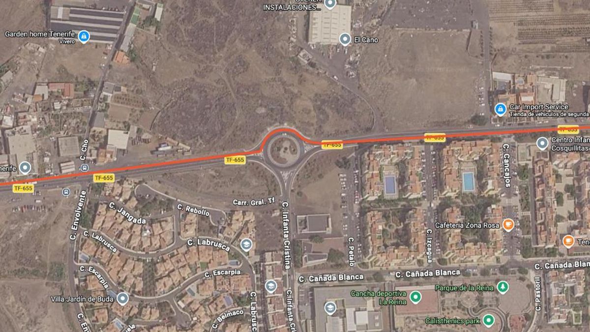 Corte de la carretera TF-655