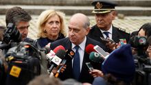 El ministro del Interior, Jorge Fernández Díaz. A su izquierda, el director de la Policía, Ignacio Cosidó, y a su espalda, el número dos del Cuerpo, Eugenio Pino