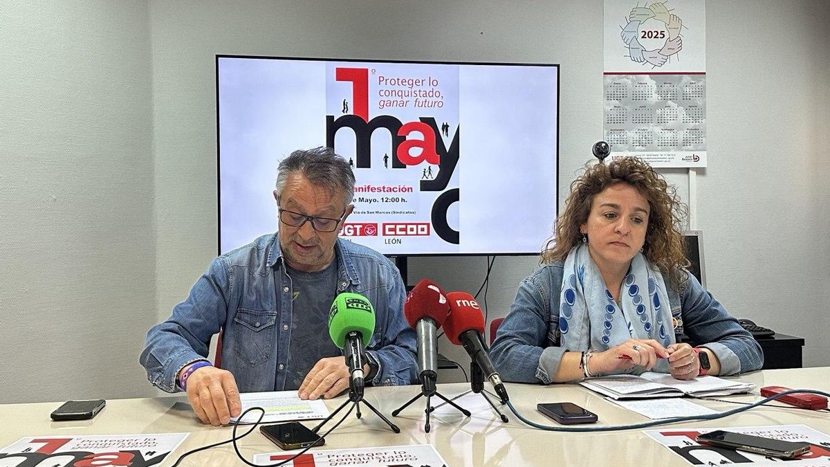 Presentación de las manifestaciones del 1 de mayo en León y Ponferrada.