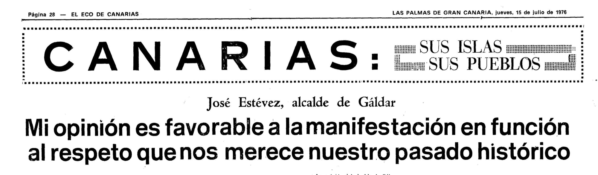 Periódico Eco de Canarias del 15 de julio de 1976.
