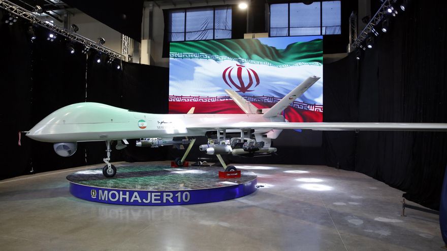 El dron iraní 'Mohajer 10' , en una fotografía de archivo. EFE/EPA/Abedin Taherkeraneh