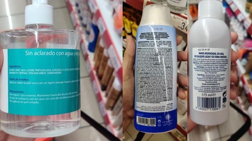 El reverso de los tres geles anteriores, donde tampoco se incluyen sus riesgos.