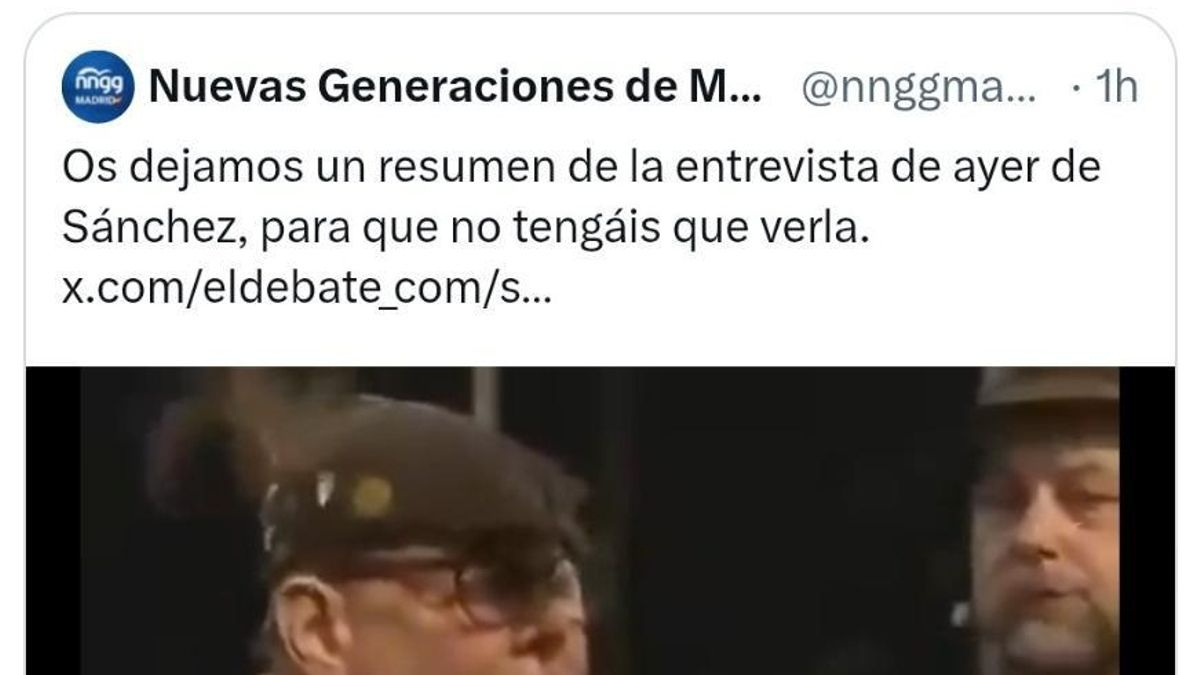 La soez imagen con la que las juventudes de Ayuso "resumen" la entrevista a Sánchez en El Intermedio (y que ya han borrado)