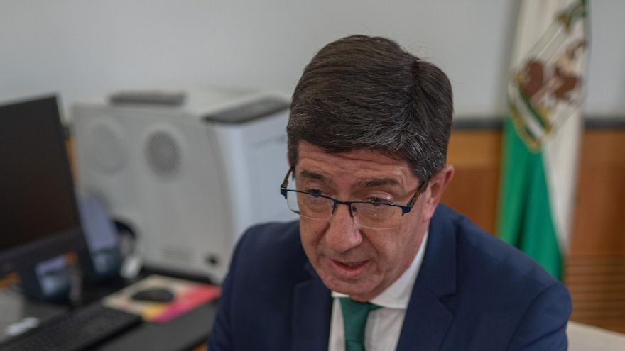 El vicepresidente de la Junta y consejero de Turismo, Regeneración, Justicia y Administración Local, Juan Marín durante la entrevista  a Europa Press