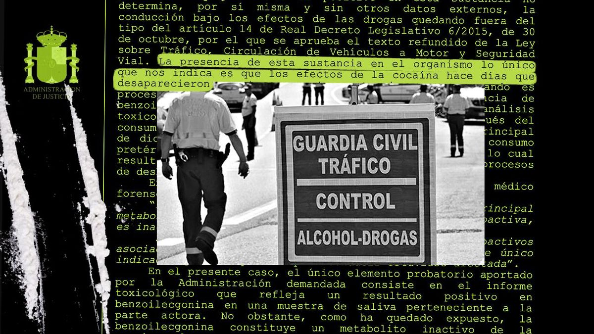 Varapalo judicial al control de drogas de Tráfico: la mera presencia de sustancias no prueba que el conductor esté afectado