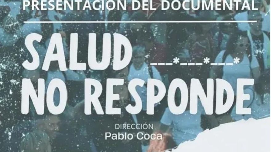 Cartel del acto de emisión del vídeo 'Salud No Responde' de Mareas Blancas.
