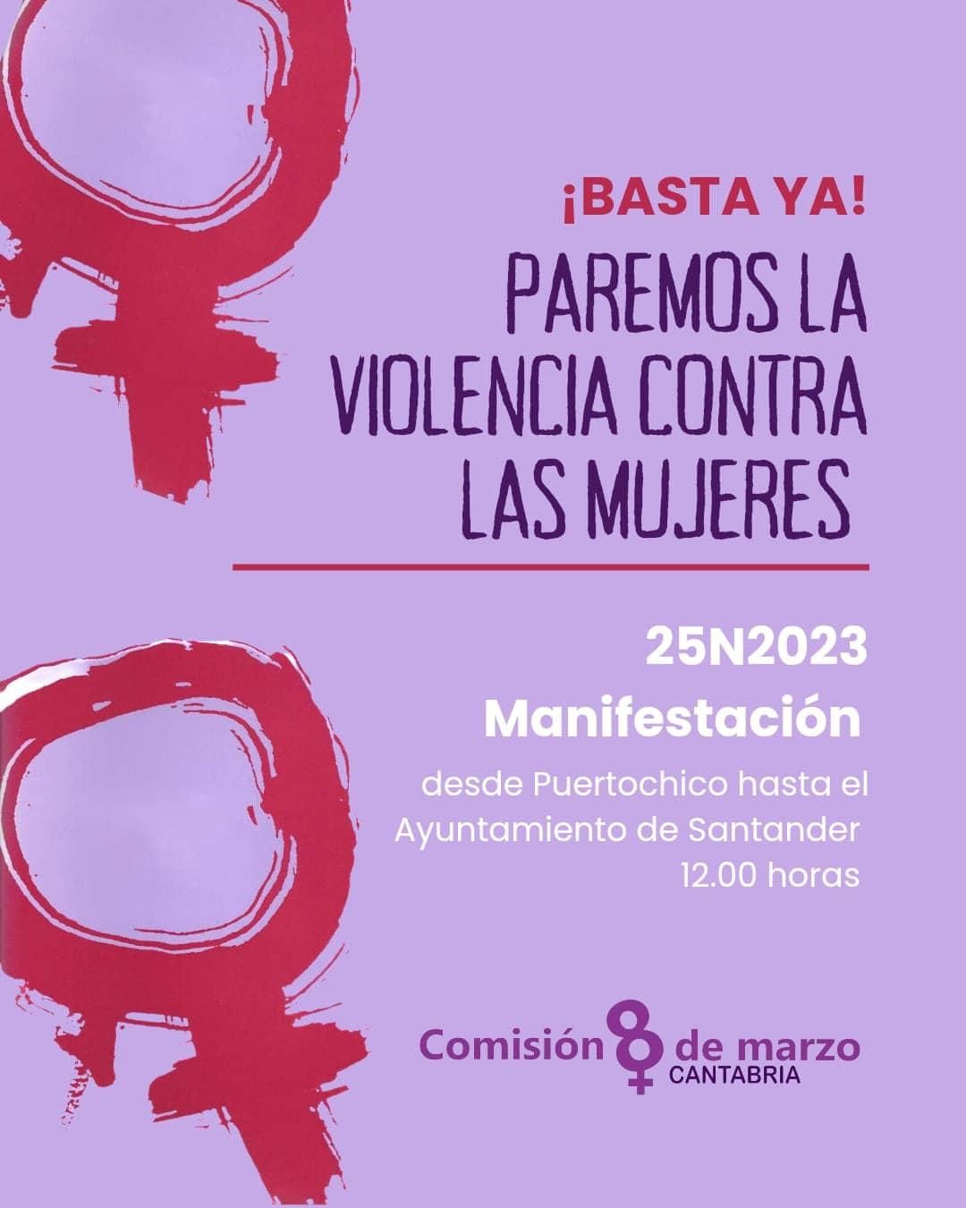 Convocatoria de la Comisión 8 de Marzo para el 25N en Santander.