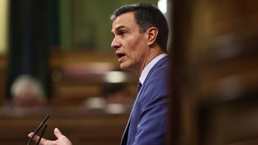 El presidente del Gobierno, Pedro Sánchez, interviene en una sesión plenaria, en el Congreso de los Diputados.