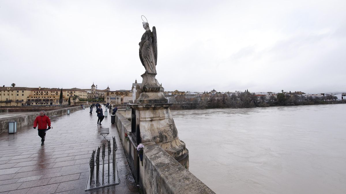 El río Guadalquivir aumenta su caudal a su paso por Córdoba